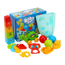 Дитячий подарунковий набір "Baby set 6 в 1" 3274TXK пірамідка, органайзер для ванни Технок