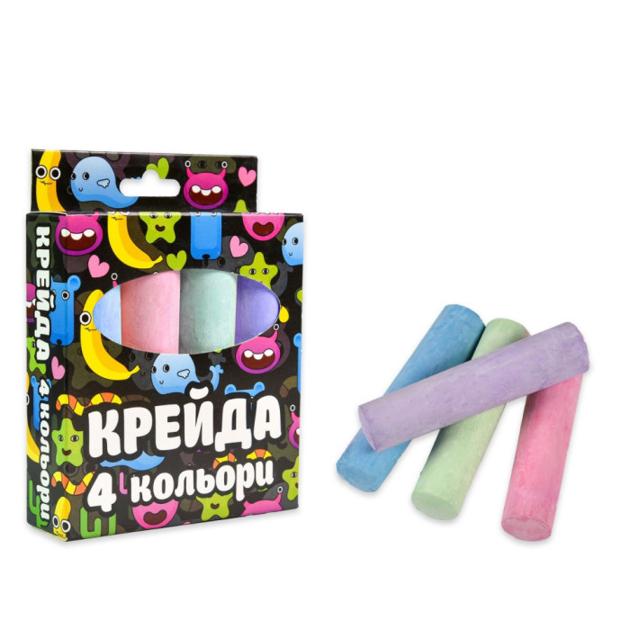Крейда для малювання на асфальті 50115ST 4 штуки, різнокольорова Strateg