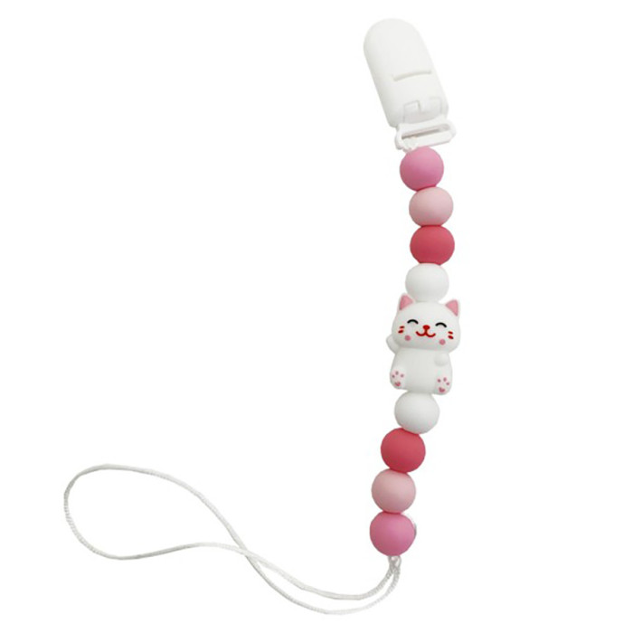 Силіконовий ланцюжок для пустушки "Котик" MGZ-0528-5 Mega Zayka