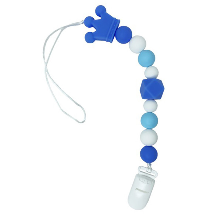 Ланцюжок для пустушки "Корона" MGZ-0511(Blue) силіконовий Mega Zayka