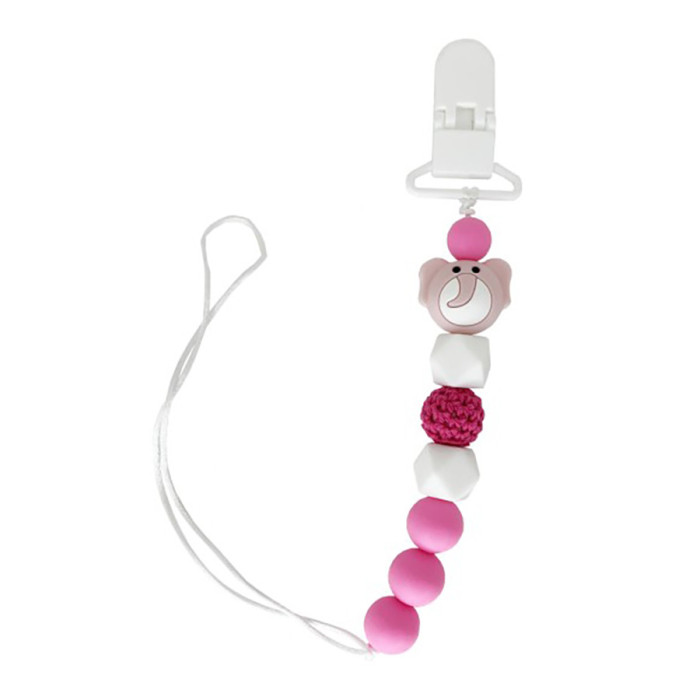 Ланцюжок для пустушки "Слон" MGZ-0508(Pink) силіконовий Mega Zayka