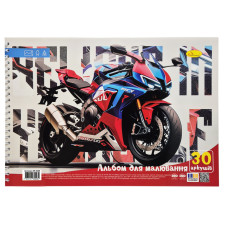 Альбом для малювання "Motorcycle"АП-0309-4, 30 аркушів, пружина Апельсин