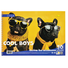 Альбом для малювання "Cool boys"АП-0309-5, 30 аркушів, пружина Апельсин
