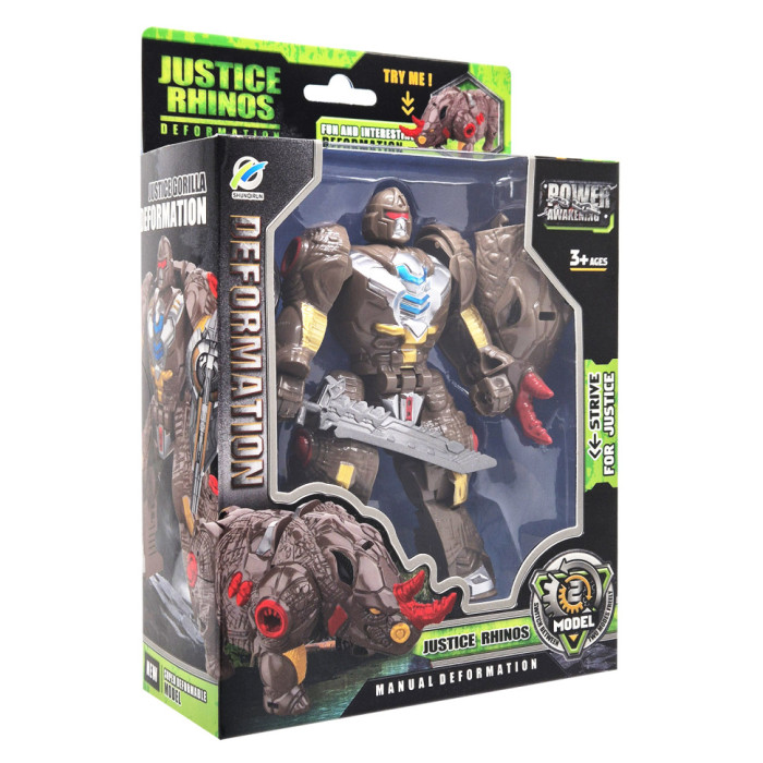 Дитячий робот-трансформер Justice Rhinos 168-82(Brown) робот-носоріг Bambi