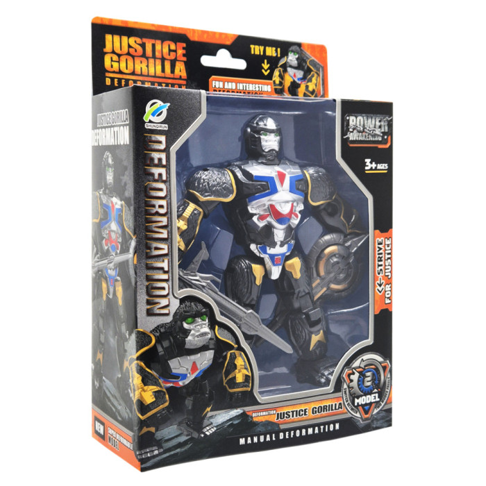 Дитячий робот-трансформер Justice Gorilla 168-85(Black) робот-горила Bambi