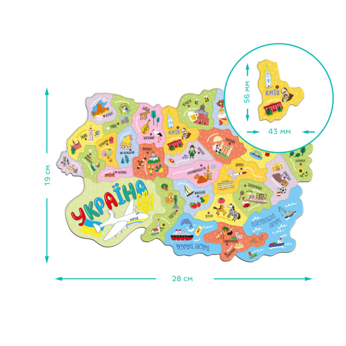 Дитячий пазл "Магнітна карта України" 200241, 28 елементів DoDo Toys