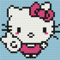 Алмазна мозаїка міні "Hello Kitty Хеллоу Кітті" ODM0111, 10х10 см Origami