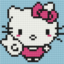 Алмазна мозаїка міні "Hello Kitty Хеллоу Кітті" ODM0111, 10х10 см Origami