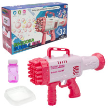 Генератор мильних бульбашок Бластер 009(Pink) 1 ємність з мильною рідиною та тарілочка Bambi