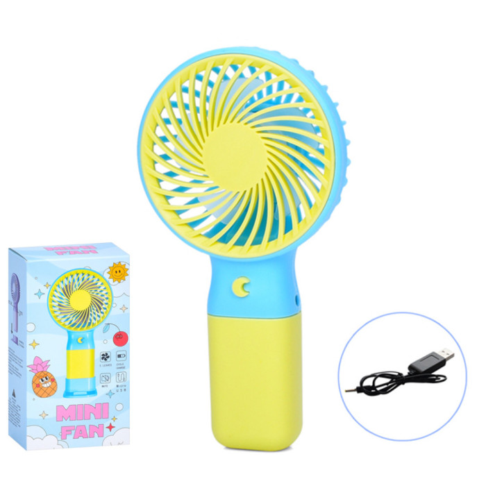 Портативний ручний вентилятор MK 5609(Yellow) з підставкою, 15,5 см, USB Bambi