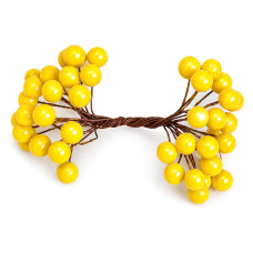 Декоративні ягоди на дроті Калина DBOW-Yellow жовтий, 12 мм, у пучку 40 ягідок Bambi