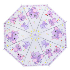Дитяча парасолька "Слоники" MK 5793(Violet) довжина 65,5 см, тростина 60 см, діаметр 84 см Bambi