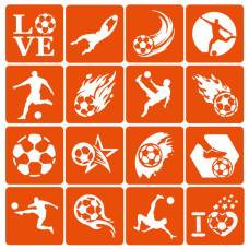 Набір трафаретів для біотату "Футбол" (football-simple-16) 16 шт, 6х6 см Fresh Tattoo