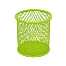 Склянка для ручок 562001-Green металева, кругла, 9,5х7,5см. Leader