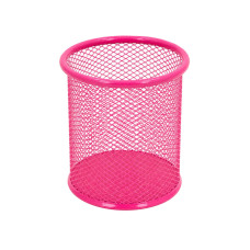 Склянка для ручок 562001-Pink металева, кругла, 9,5х7,5см. Leader