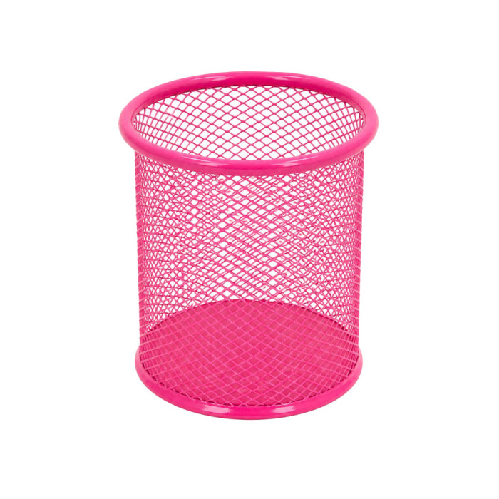 Склянка для ручок 562001-Pink металева, кругла, 9,5х7,5см. Leader