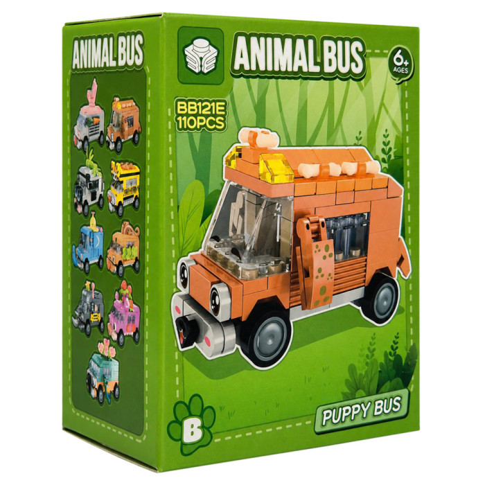 Дитячий конструктор Puppy Bus BB121E-B серії "Animal Bus", 110 деталей Bambi