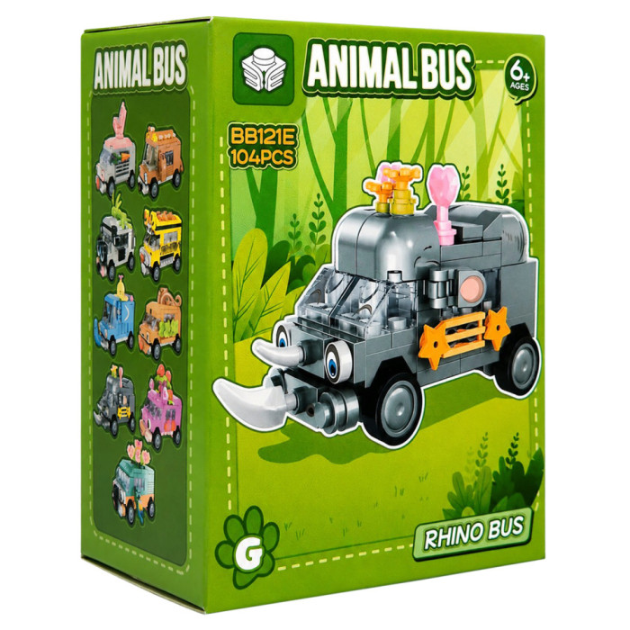 Дитячий конструктор Rhino Bus BB121E-G серії "Animal Bus", 104 деталі Bambi