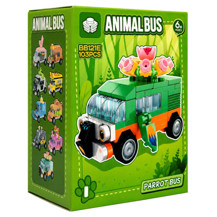 Дитячий конструктор Parrot Bus BB121E-I серії "Animal Bus", 103 деталі Bambi