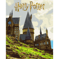 Картина за номерами "Harry Potter: Пейзаж Гоґвортсу" KHO5232 з фарбами металік 40x50 см Идейка