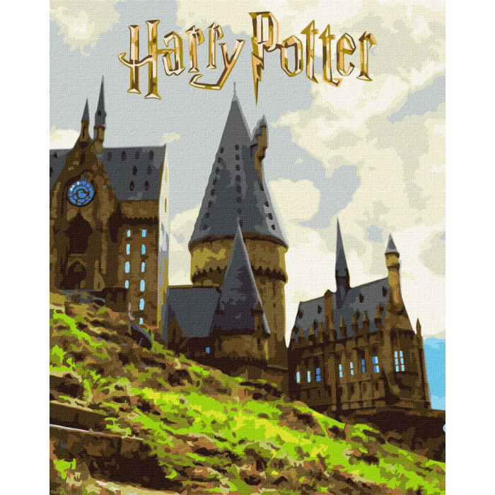 Картина за номерами "Harry Potter: Пейзаж Гоґвортсу" KHO5232 з фарбами металік 40x50 см Идейка