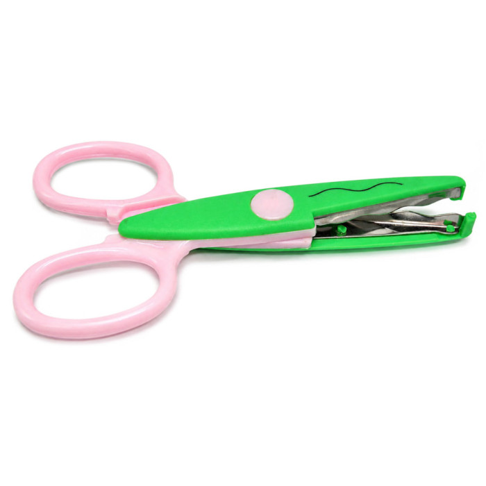 Ножиці дитячі "Craft" 1606A (Green-Pink) з фігурним лезом Bambi