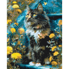 Картина за номерами "Котик у кульбабах" LW3009-01, 40х50 см Origami