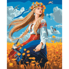Картина за номерами "Дівчина у вишиванці" LW31530 pbn-p 40х50 см Origami
