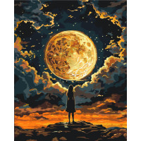 Картина за номерами "Дівчина під Місяцем" LW3401 з фарбами металік 40х50 см Origami