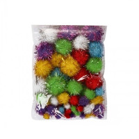 Декоративні помпони з люрексом для творчості Pom-poms-4, d-1,5/2,5 см, 20 шт Bambi