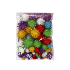 Декоративні помпони з люрексом для творчості Pom-poms-4, d-1,5/2,5 см, 20 шт Bambi