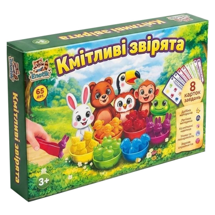 Настільна гра "Кмітливі звірятка" 3-004, 65 деталей Enotik