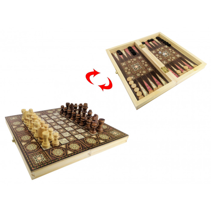 Настільна гра Шахи 1680 з шашками і нардами Східний стиль HAODELI CHESS