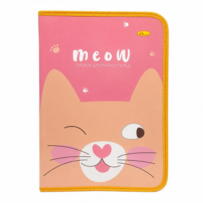 Папка для ручної праці на блискавці А4 "Cat Meow"АП-1002-1 Апельсин