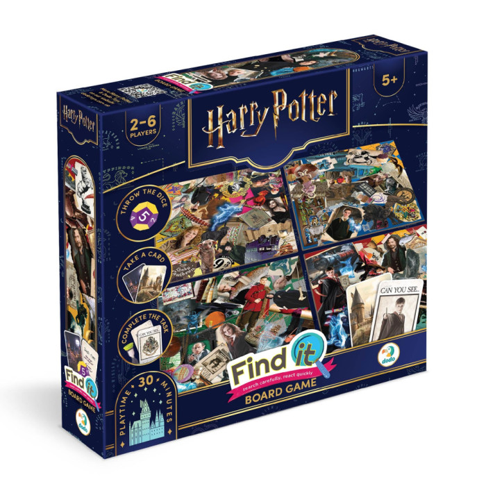 Дитяча настільна гра "Find it: Harry Potter" 200585 4 двосторонні поля 80 ігрових карток 2-6 гравців DoDo Toys