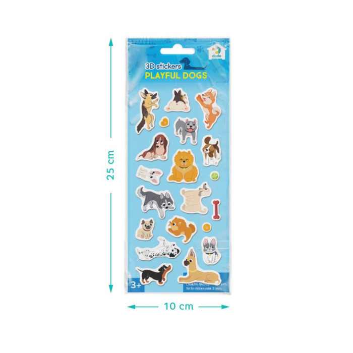 Набір 3D-наліпок "Грайливі песики" 300864, 1 аркуш з наліпками DoDo Toys