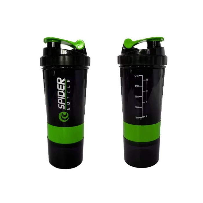 Шейкер спортивний "Spider" EF-7200-GN 0,5 л, чорно-зелений EasyFit