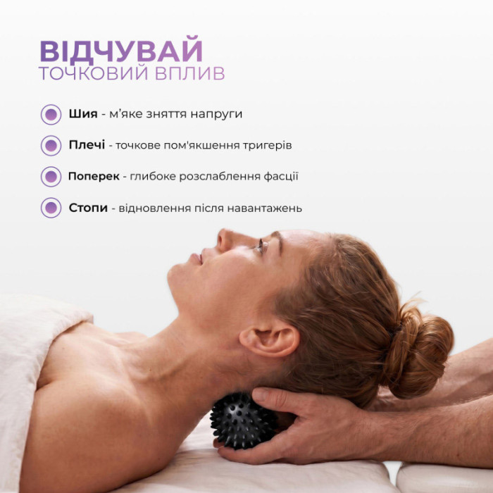 Масажний м'ячик EF-1072-BK Goober із шипами чорний 16х6,5 см EasyFit