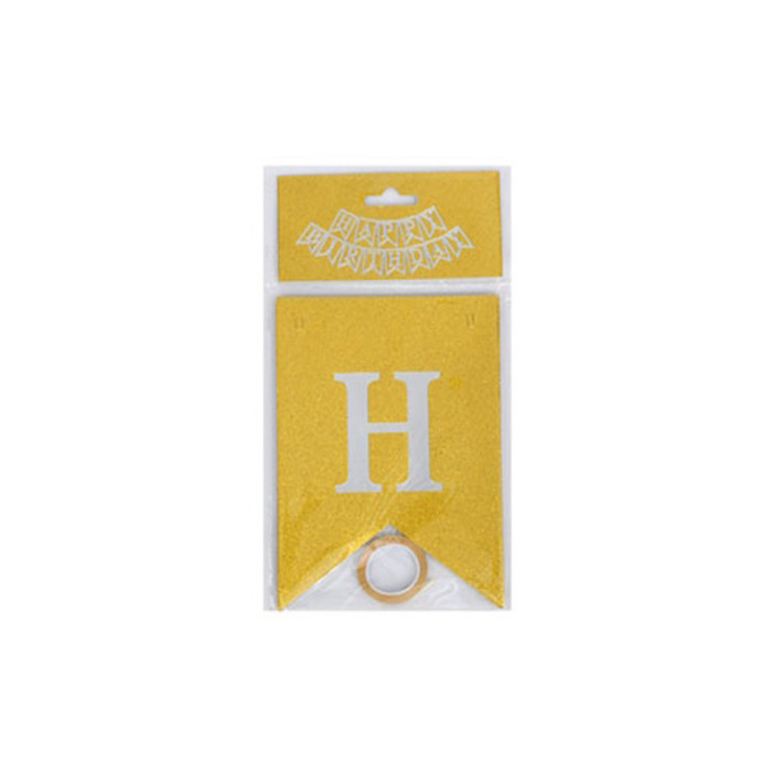 Гірлянда з прапорцями "Happy Birthday" MK 5955 (Gold) золота Bambi
