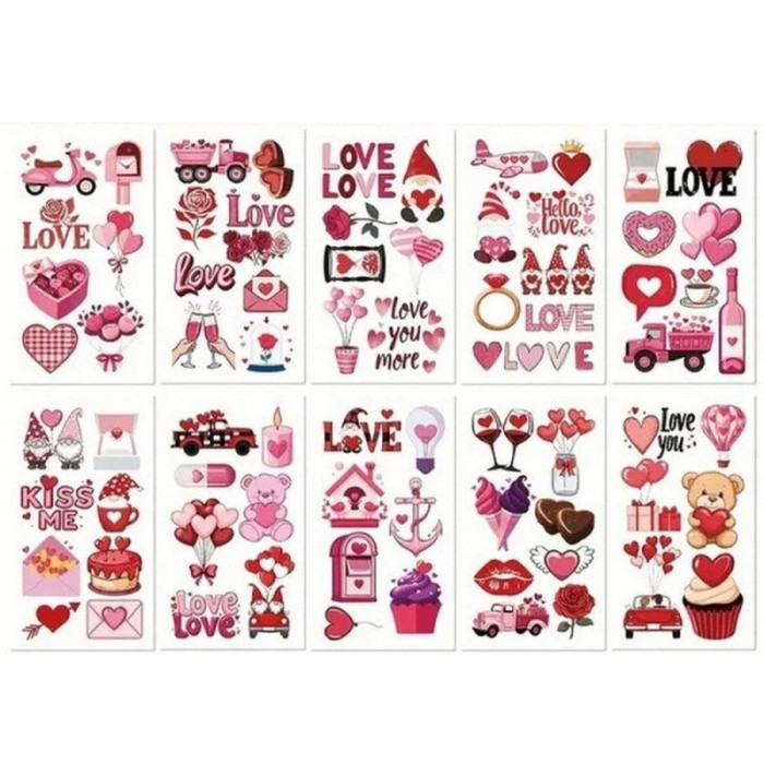 Набір тимчасових тату "Кольорові міні №2" color-tattoo-mini-set-2-30-F30, 30 штук, розмір 9,5 х 9,5 см Fresh Tattoo