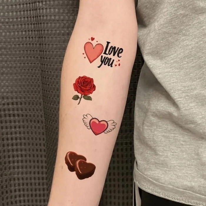 Набір тимчасових тату "Кольорові міні №2" color-tattoo-mini-set-2-30-F30, 30 штук, розмір 9,5 х 9,5 см Fresh Tattoo