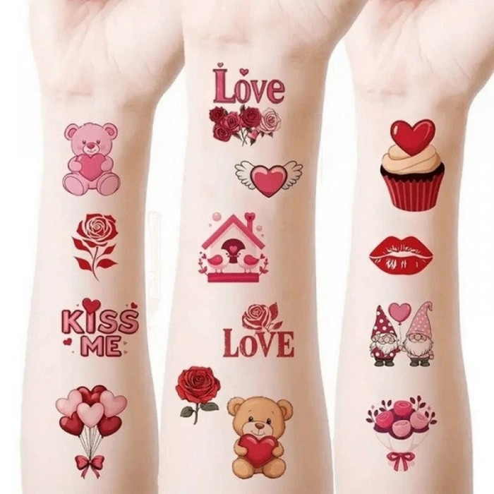 Набір тимчасових тату "Кольорові міні №2" color-tattoo-mini-set-2-30-F30, 30 штук, розмір 9,5 х 9,5 см Fresh Tattoo