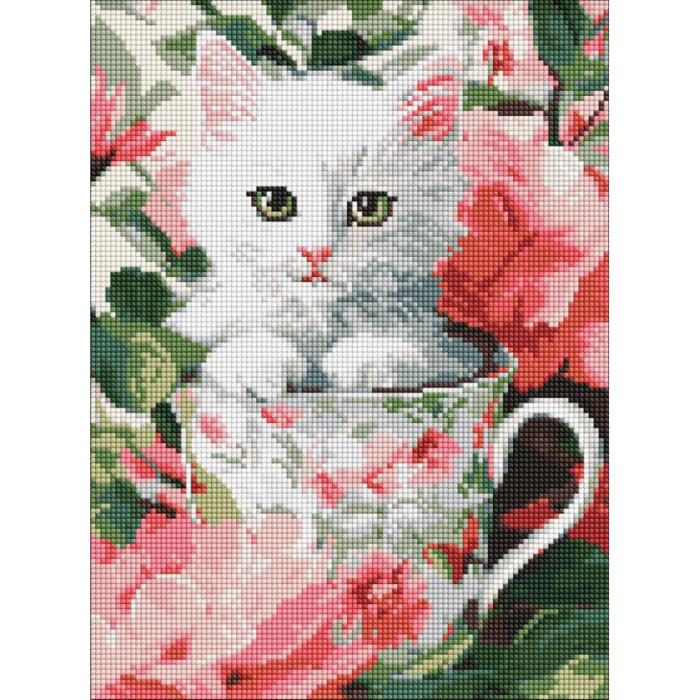 Алмазна мозаїка "Квітковий кіт"©art_selena_ua AMO20517, 30х40 см Идейка