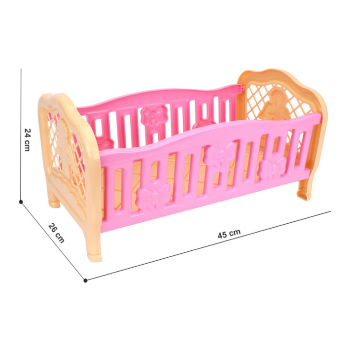 Ліжечко для ляльки Рожеве Технок 4494TXK(Pink) 45х26х24 см Технок