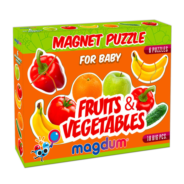 Набір магнітів Baby puzzle "Фрукти та овочі" ML4031-25 EN 6 картинок Magdum