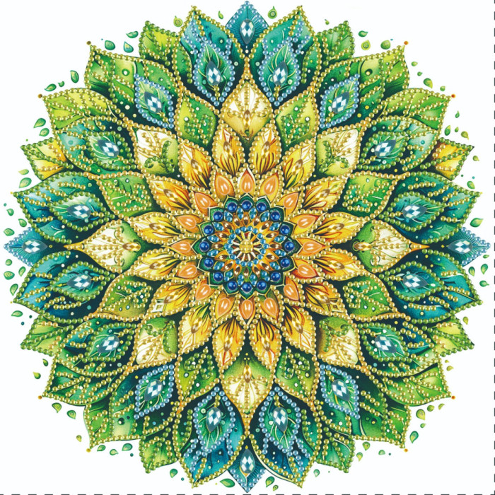 Алмазна мозаїка "Синьо-зелена квітка" BH016, 25х25 см Brushme