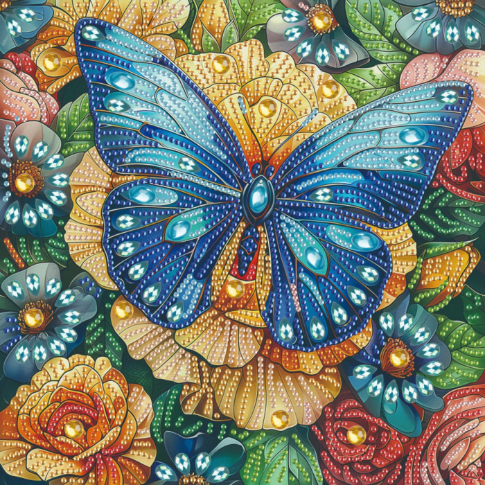 Алмазна мозаїка "Синій метелик" BH001, 25х25 см Brushme