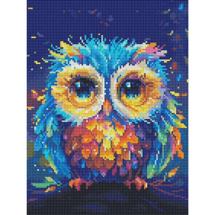 Алмазна мозаїка "Кольорова сова" RDBS7016, 30x40 см Brushme
