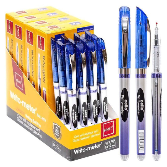 Ручка масляна ET8048-12(Blue) блакитний 0,5 мм "10км" Ellott