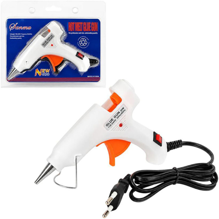 Клейовий пістолет з вимикачем та індикатором JQ2036White-20W(White) 7 мм, 20W Bambi